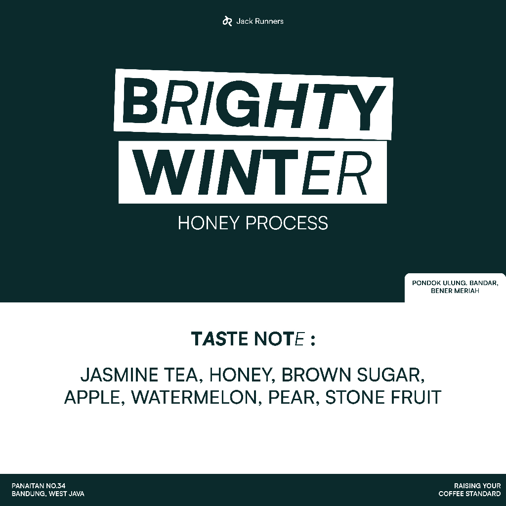 

JACK RUNNERS ROASTERY - GAYO HONEY (BRIGHTY WINTER) - ROASTED COFFEE BEANS