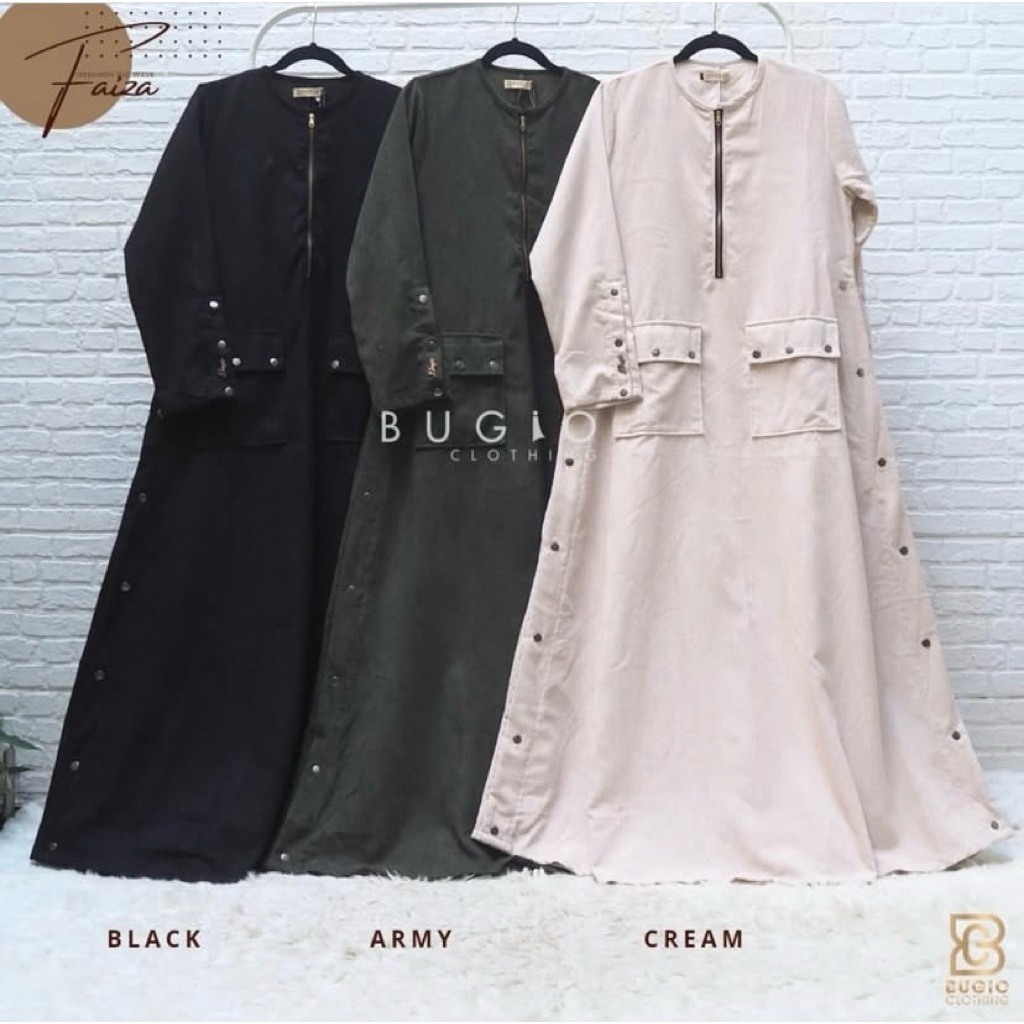 Bugio Faiza Dress Gamis Corduroy | Gamis Casual Semi Formal