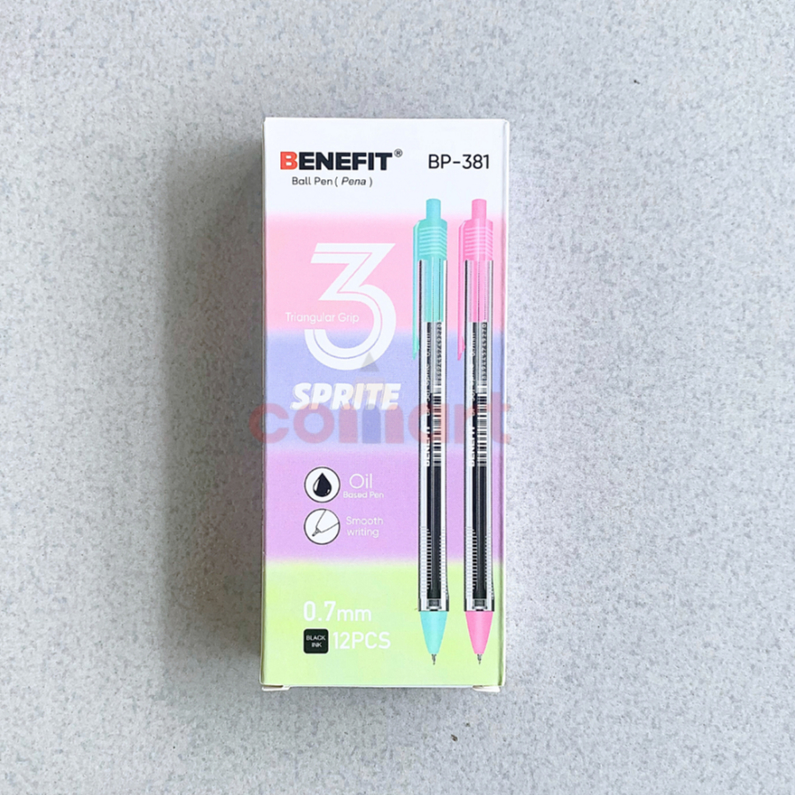 

1 LUSIN Ballpen Pena Mekanik Semi Gel Tinta Hitam Benefit Sprite BP-381 Transparant Pastel Macaron 0.7 mm Smooth Writing dan Fast Drying - Pulpen Cetekan Macaron Murah Bentuk Segitiga