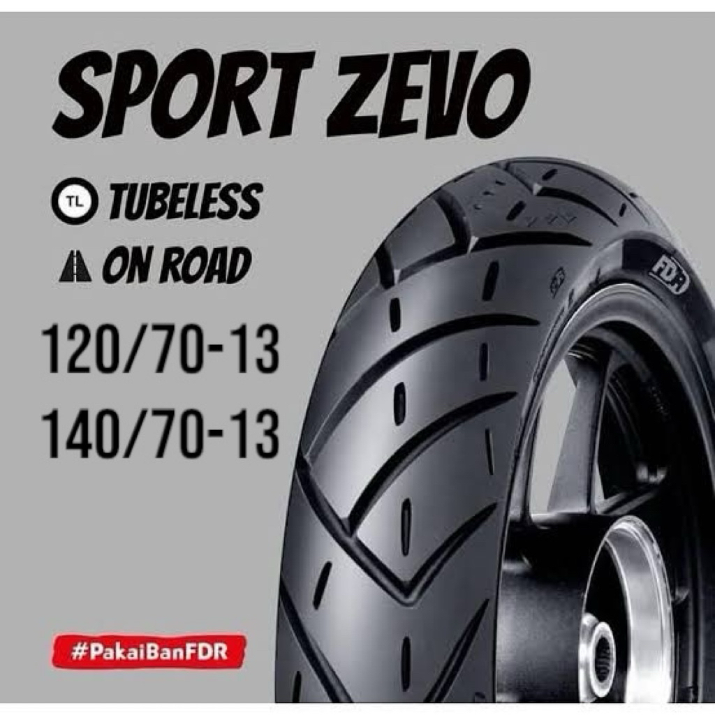 BAN TUBELESS SPORT ZEVO FDR 120/70-13 & 140/70-13