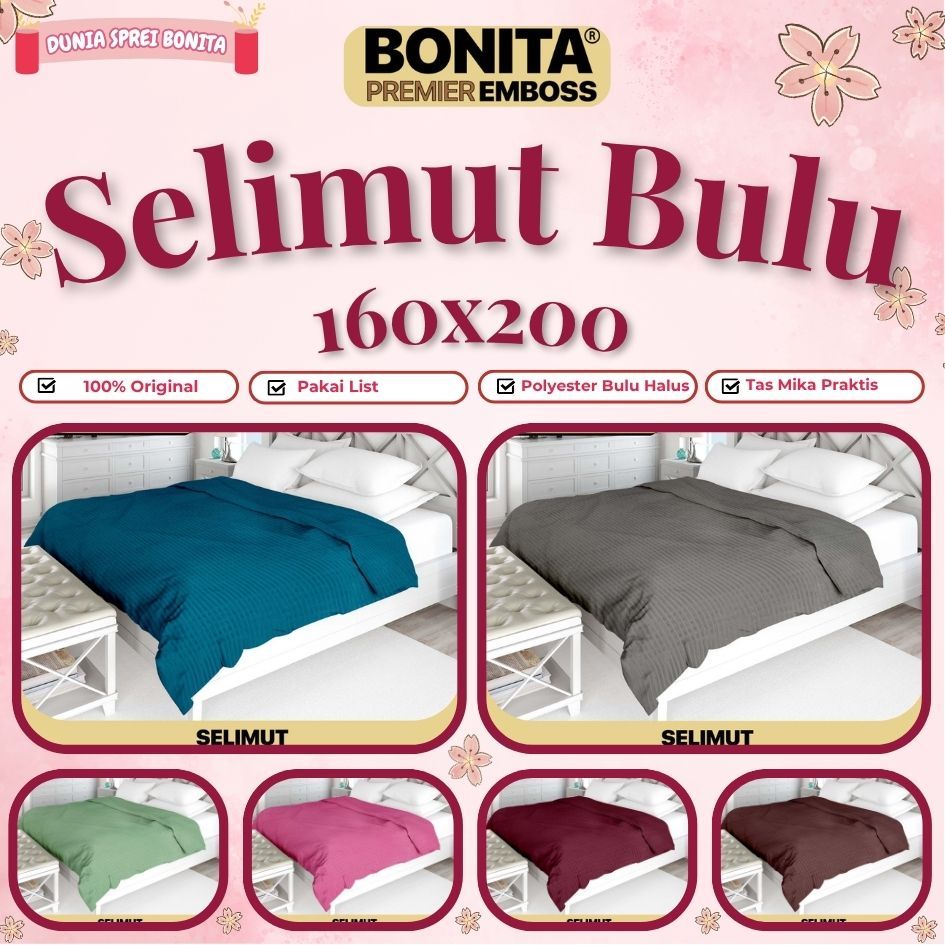 BONITA Luxury - Selimut Bulu PREMIER Polos (160 x 200) ORIGINAL [TERMURAH TERLARIS]
