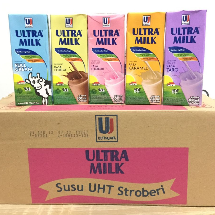 

SUSU CAIR UHT ULTRA MILK 200 ML 1 DUS KARTON 24 PCS COKELAT STROBERI