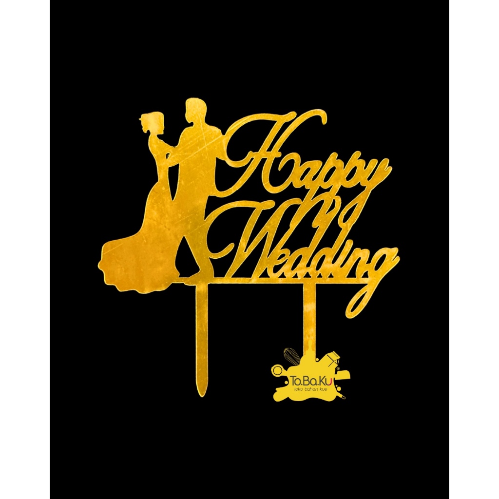 Cake Topper Happy Wedding 3
