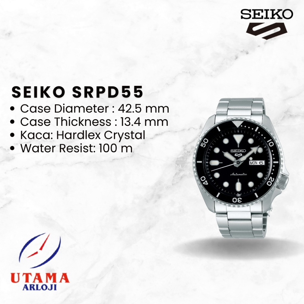 SEIKO 5 Sport SRPD55K1 Jam Tangan  Automatic Pria Black Dial