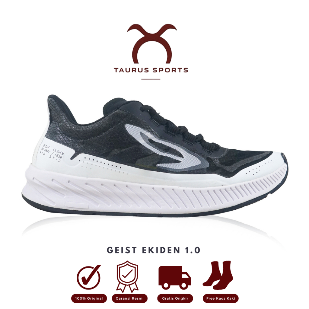 910 Nineten Sepatu Lari GEIST EKIDEN - HITAM PUTIH
