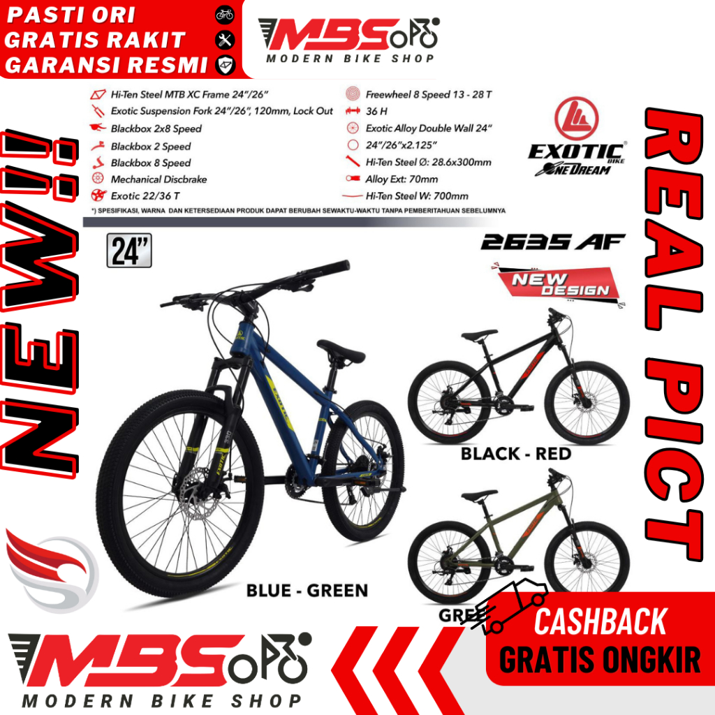 EXOTIC 2635 AF 2651 SEPEDA MTB 24 26 INCH PACIFIC STEEL 2X8 SPEED DEWASA