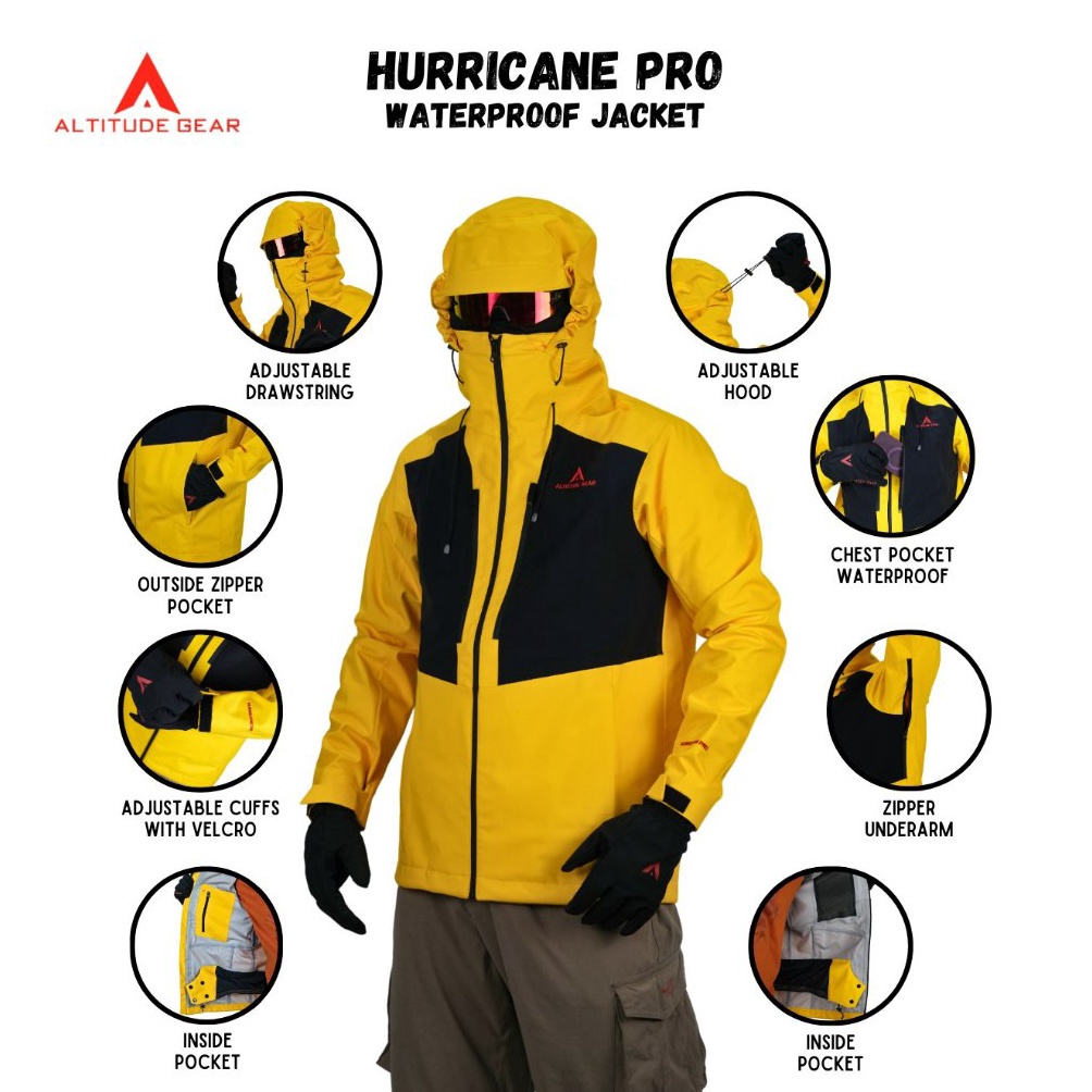 KODE C55Z Altitude Gear Hurricane Pro Jaket Outdoor Pria Wanita Goretex Waterproof