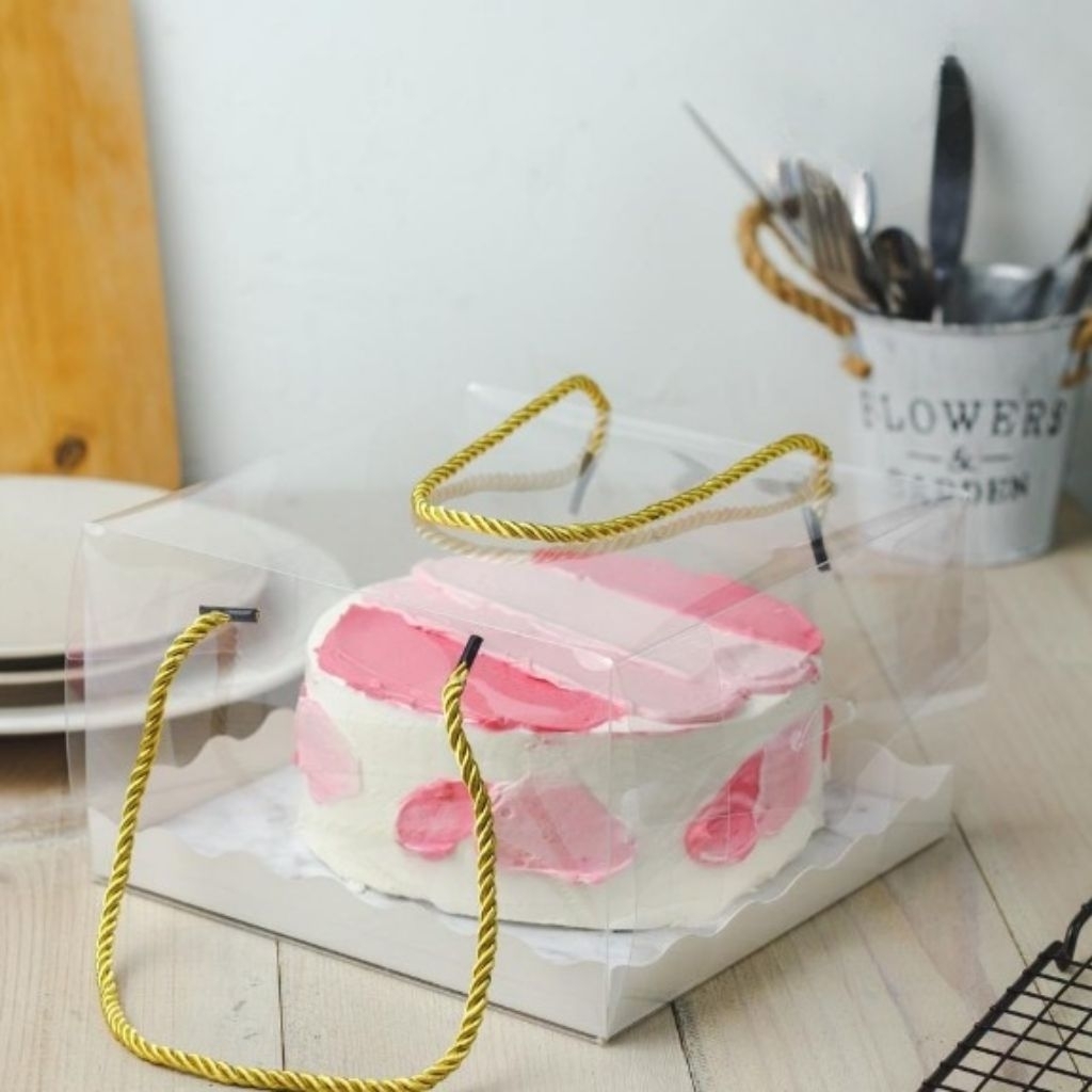 

BOX MIKA 20 - Box cake packaging mika bening hampers dus kotak kemasan kue tart puding tenteng 20x20x12 cm