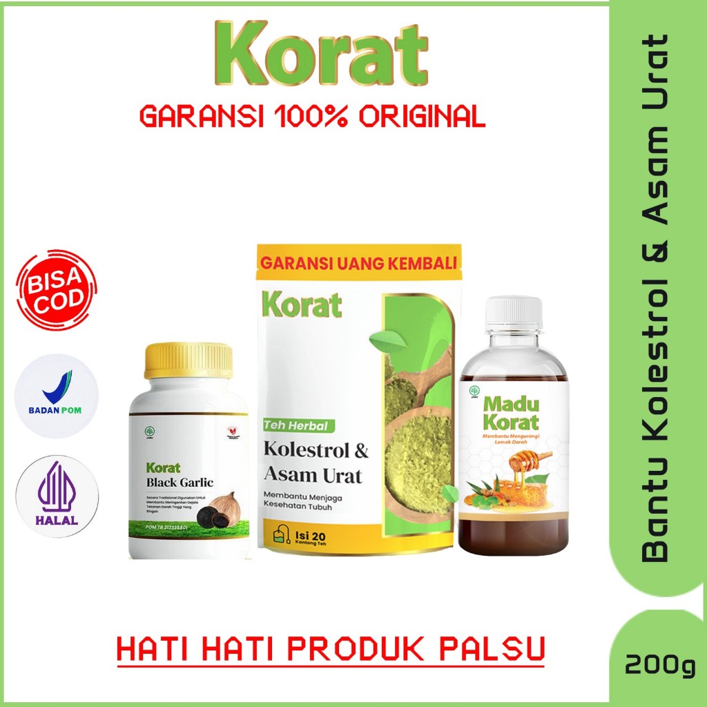Korat Original Madu Korat, Kapsul Korat, Teh Korat Bantu Menyembuhkan Kolesterol Dan Asam Urat