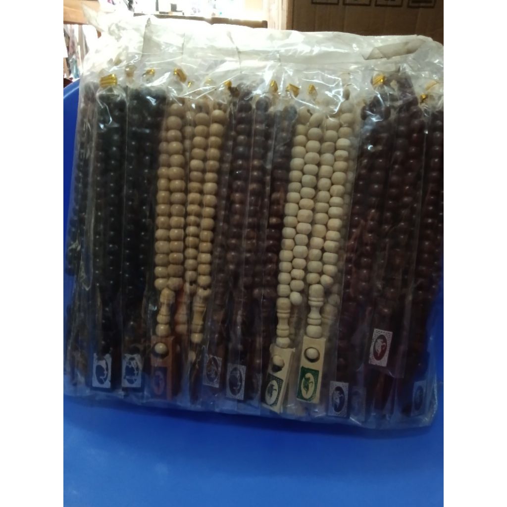 GrosirSoevenir tasbih kayu kemas plastik minimal pemesanan 100pcs