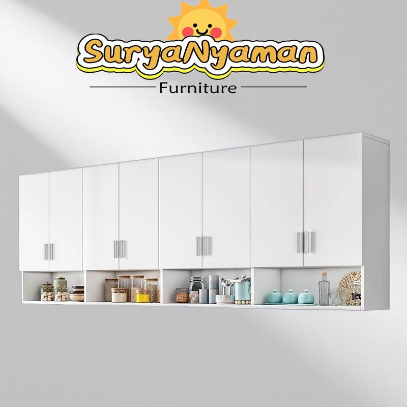 【COD】Lemari kayu Lemari dinding Lemari dapur gantung Rak penyimpanan dapur berbingkai【120*30*60cm】