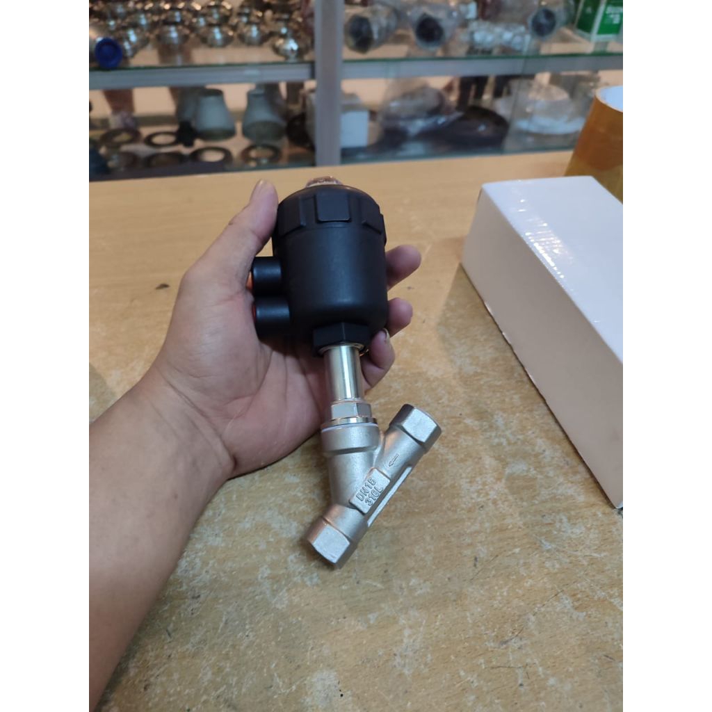 Piston Valve 3/4" inch Angle Seat PN 25 Stainless Ss 316 DN 20