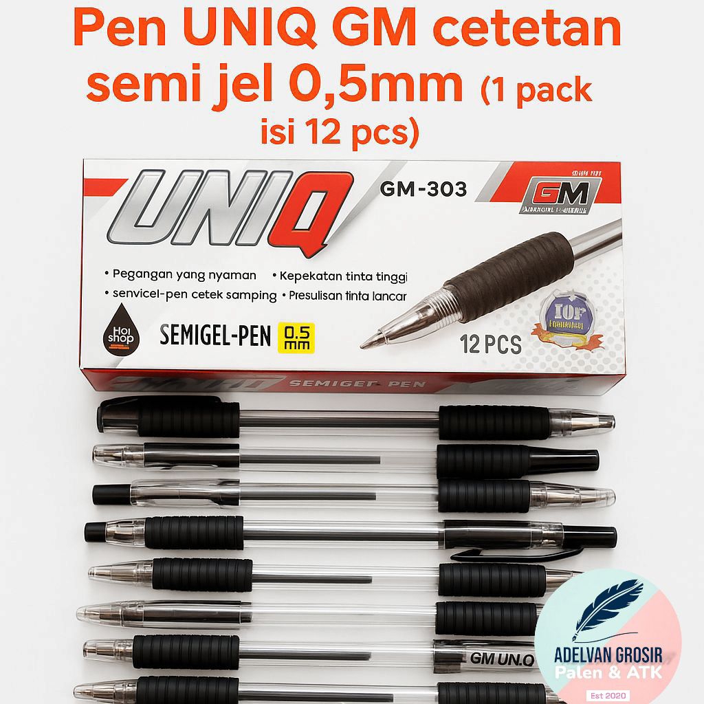 

Pen UNIQ GM cetetan semi jel 0,5mm 1 pak isi 12 pcs