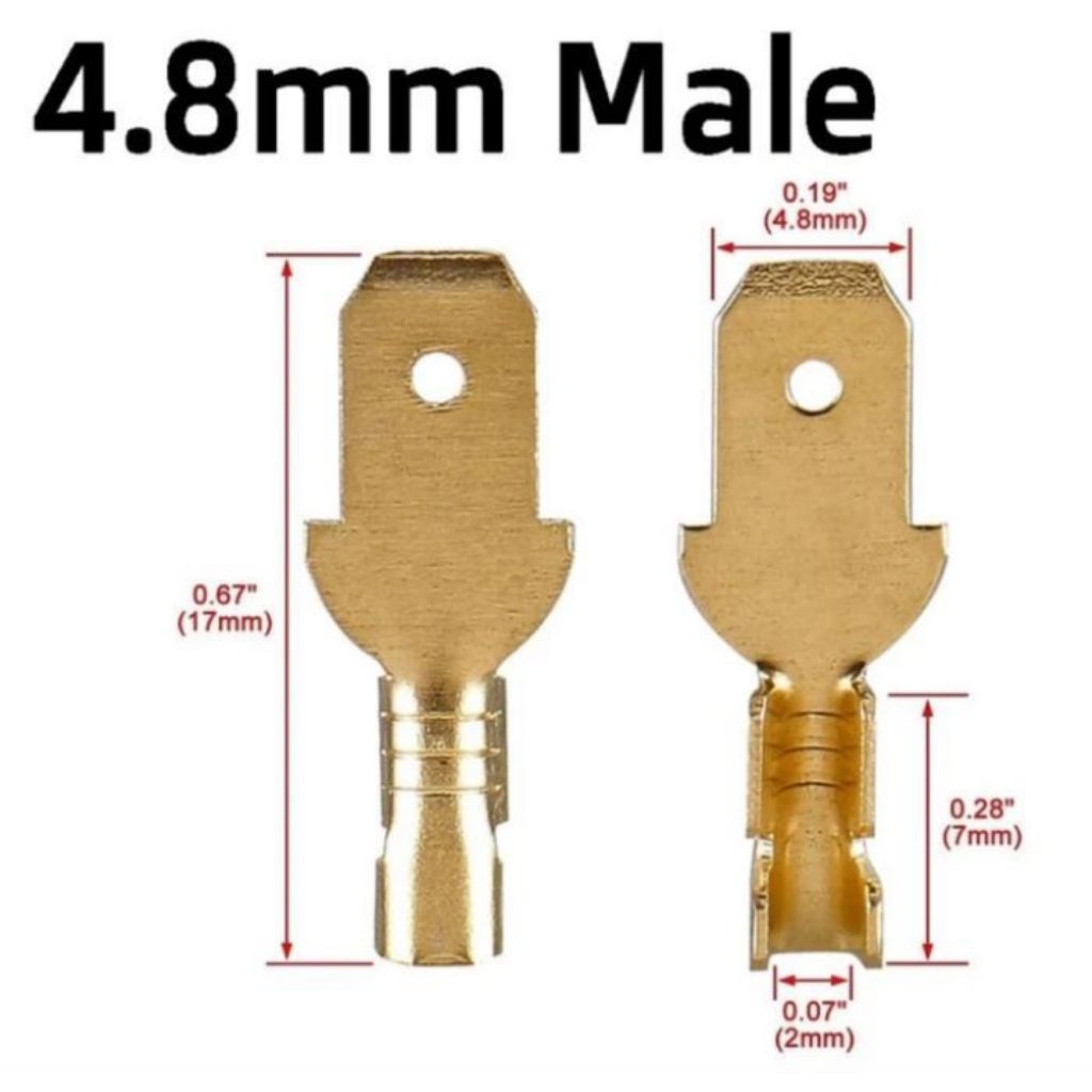 Skun gepeng male 4,8mm / Terminal kabel cowok 4,8mm isi (100pcs)