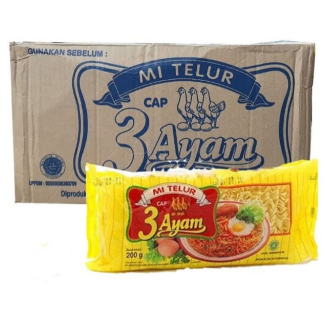

KHUSUS INSTANT [DUS] MIE TELUR TELOR KUNING CAP 3 AYAM 200GR/PACK 20PACK/DUS TERMURAH HALAL ENAK
