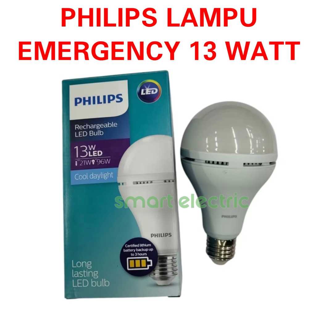Philips Lampu Emergency 13 Watt Rechargeable Bohlam AC DC LED Potable Bagus