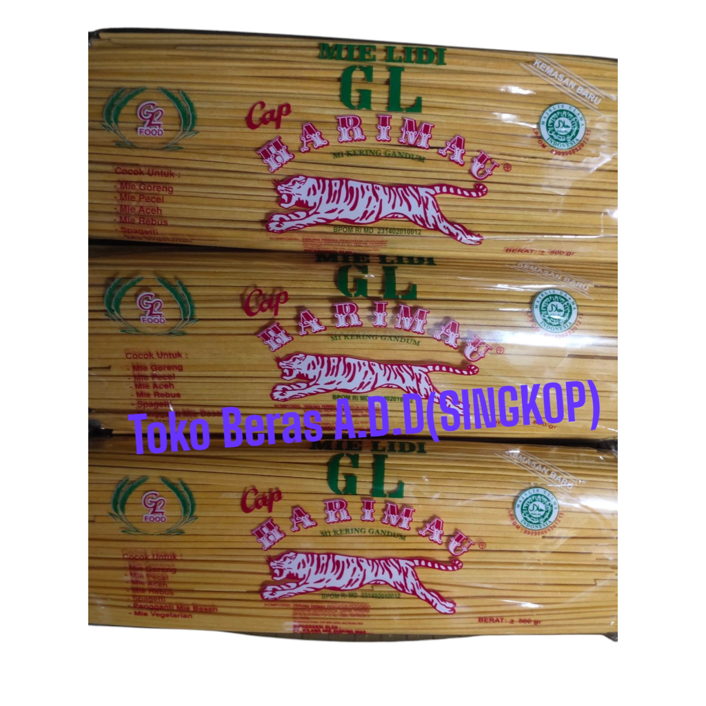 

Mie Lidi GL Cap Harimau Mie Kering Gandum