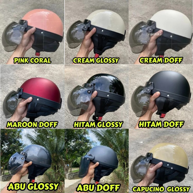 Helm Chips Bogo Retro Vespa Polos Dewasa SNI / Helm Bogo, Helm Chips Bogo Retro Dewasa SNI All Size