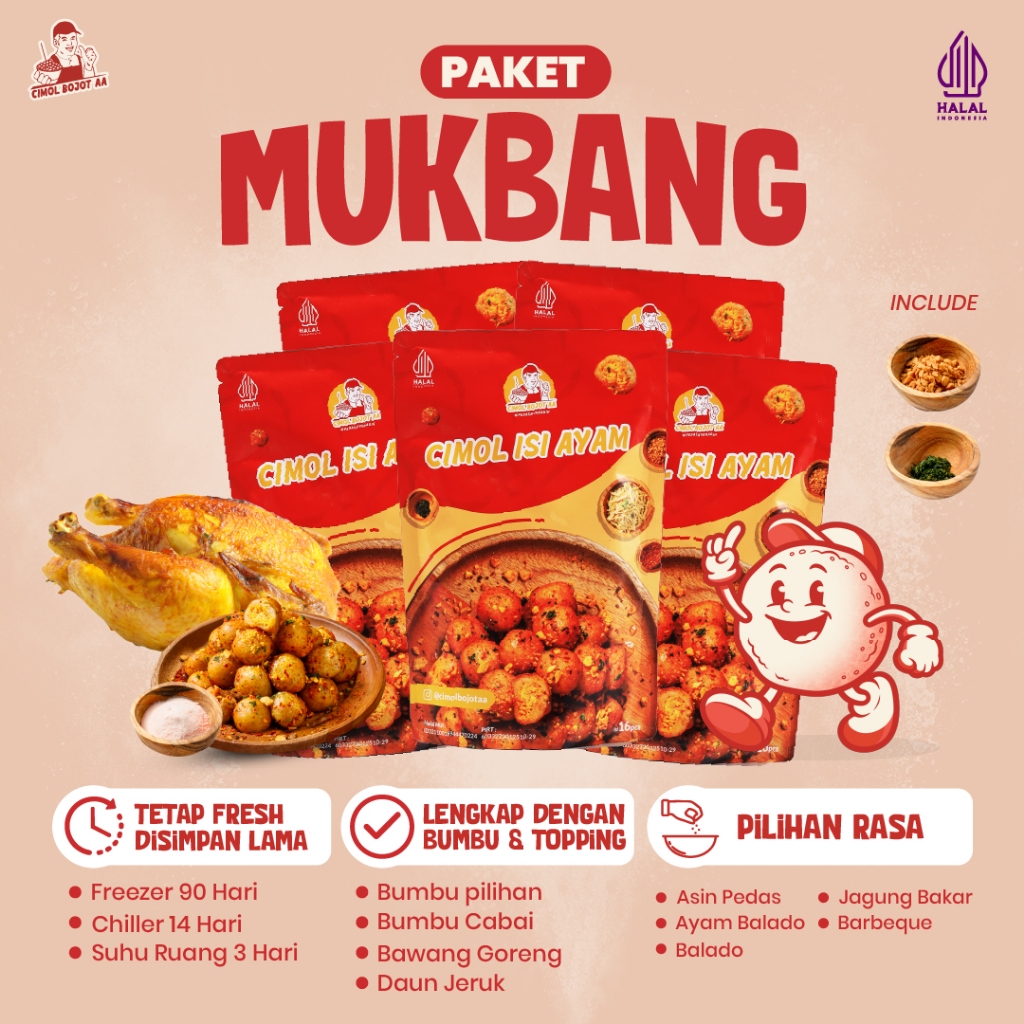 

Cimol Bojot AA Isi Ayam Paket Mukbang 5 Pcs Daun Jeruk Bawang Goreng