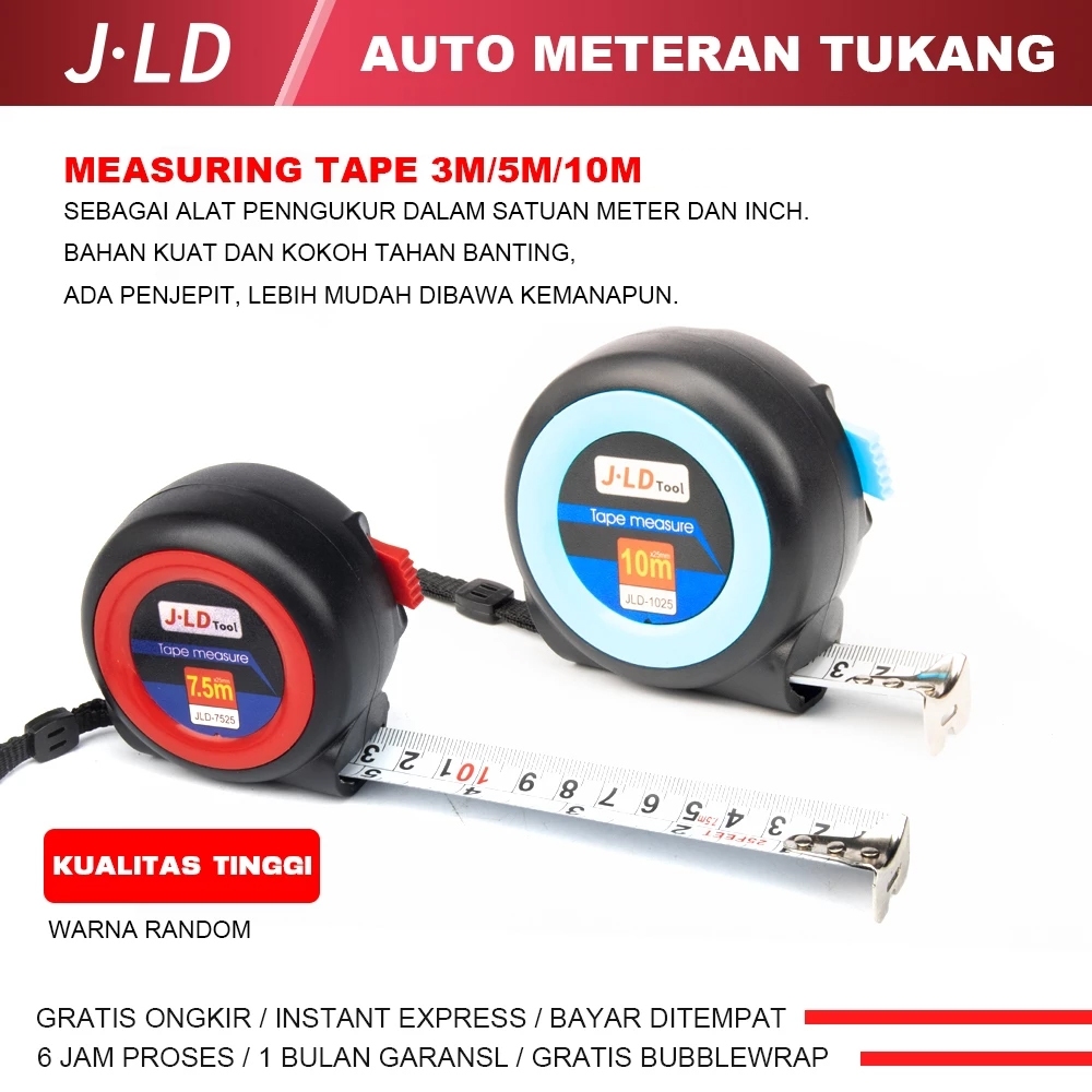 JLD Measuring Tape Meteran Tukang Measuring Tape Meteran Tukang Pengerjaan Kayu Multi-fungsi- High Q
