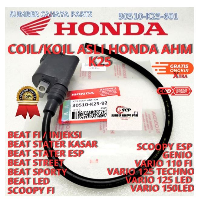 Koil K25 Coil Pengapian Ignition Original Honda Beat FI Spacy FI Scoopy FI Supra X 125 FI Vario 110 