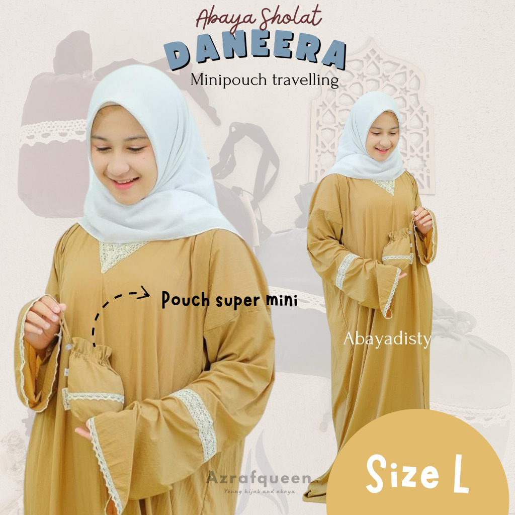 [READY] Abaya Mukena Sholat Mini Travelling - Minipouch DANEERA SIZE L Abaya Mukena Sholat Babysoft 