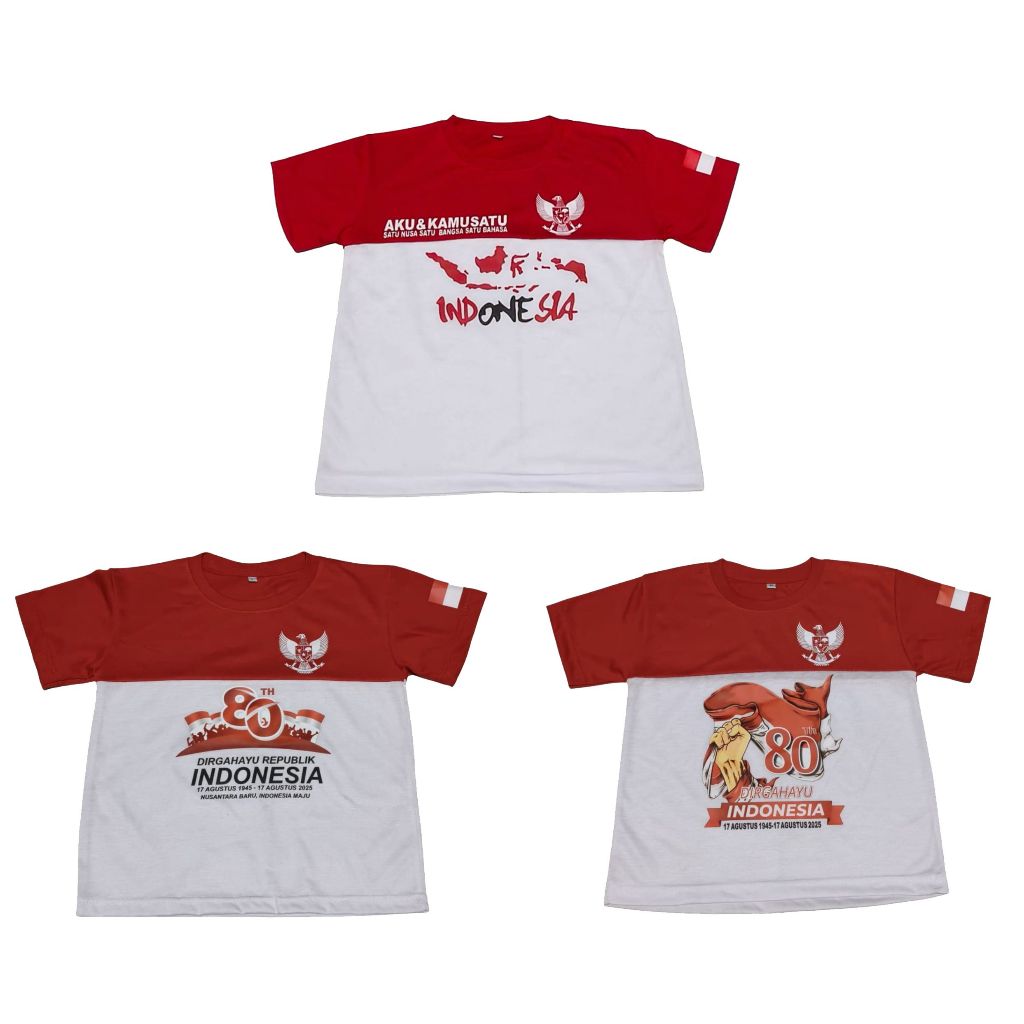 Baju kaos anak anak17 agustus merah putih laki laki dan perempuam 2-14thn ( unisex )