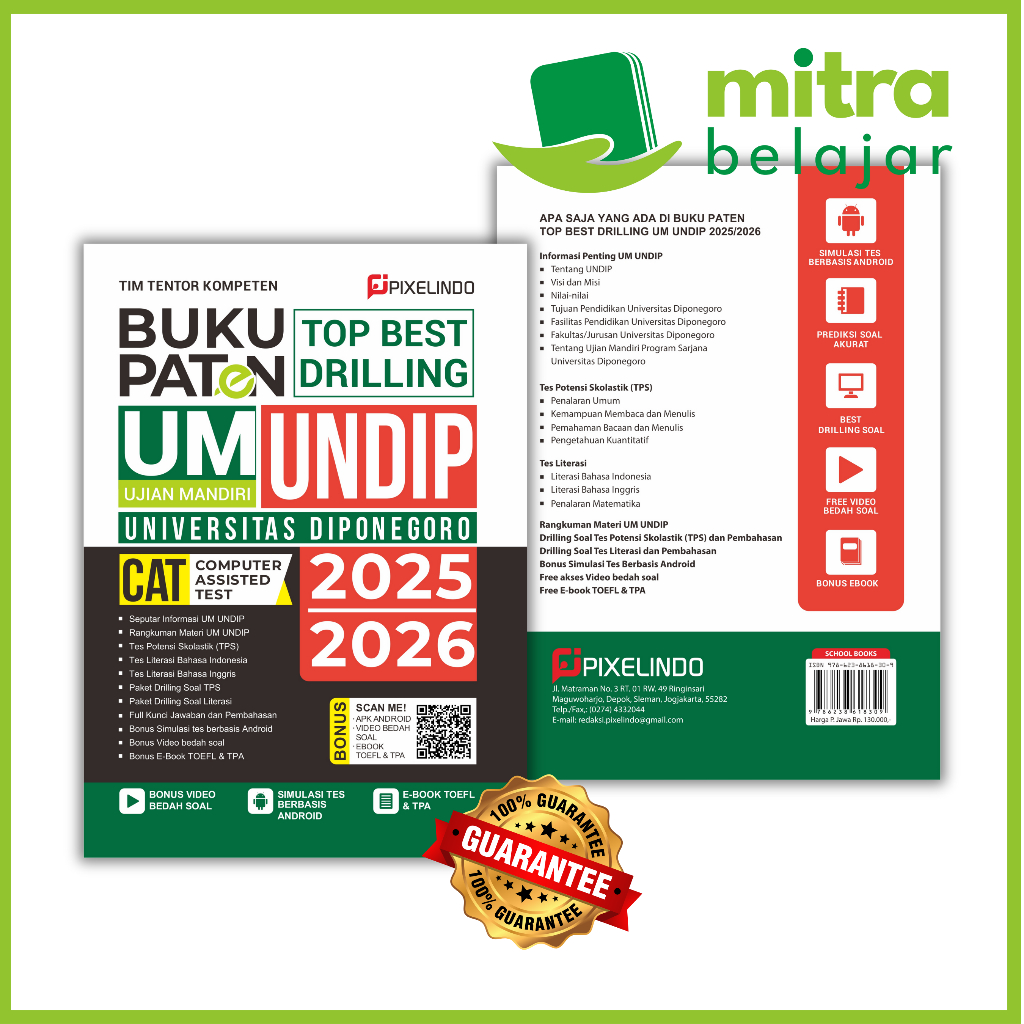 Buku Paten Top Best Drilling Ujian Mandiri UNDIP (Universitas Diponegoro) CAT 2025 2026