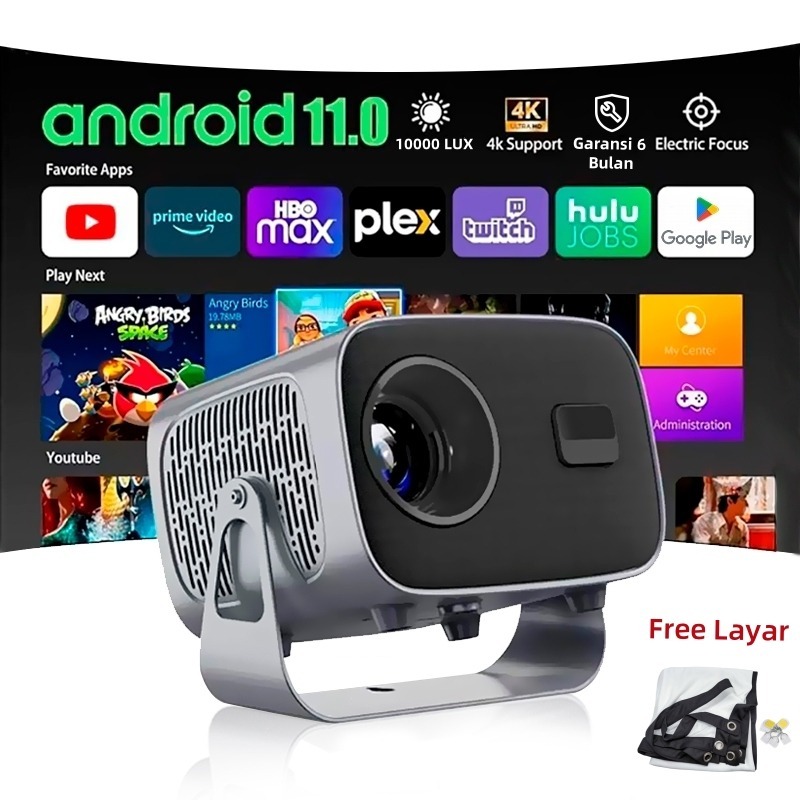 K1Pro Proyektor Android 200ANSI 1080P Proyektor Android 11 With Stand Smart Projector LCD TV