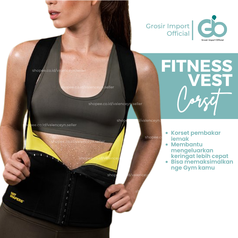 Korset Olahraga Pembakar Penghancur Lemak Pengecil Perut Buncit Wanita Jumbo Kancing 3 Baris Pengait