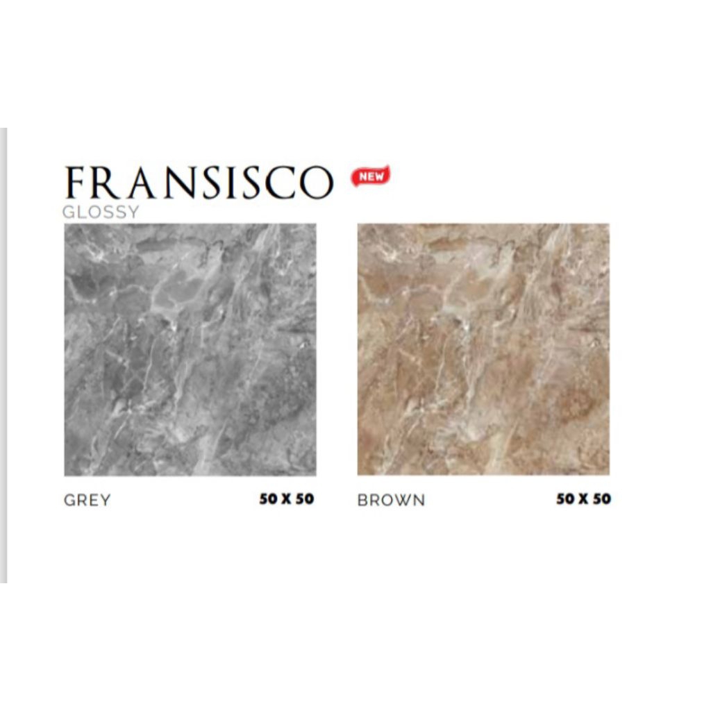 KERAMIK MERK ASIA TILE TIPE FRANSISCO GREY BROWN UKURAN 50X50 WARNA ABU DAN COKLAT PERMUKAAN TEKSTUR