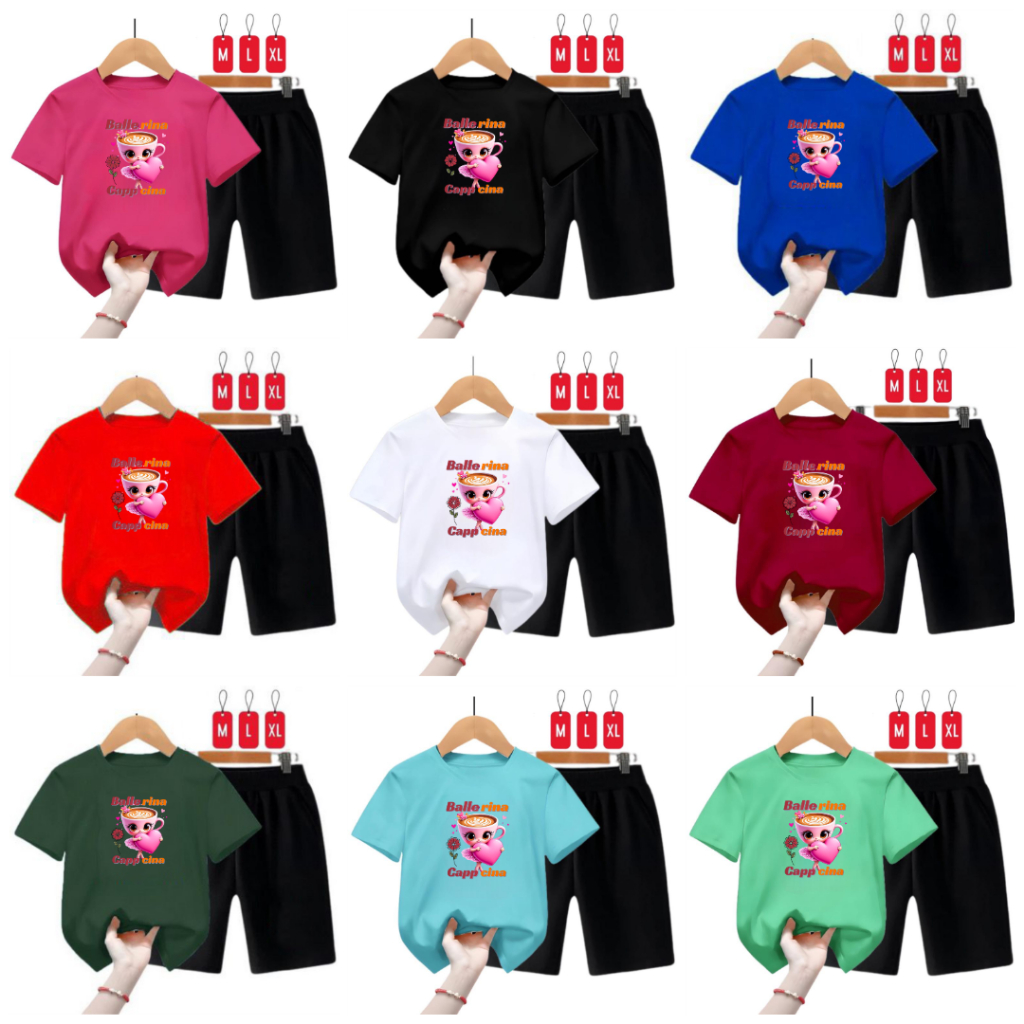 Setelan Kaos Anak Celana Pendek Ballerina Capp Cina