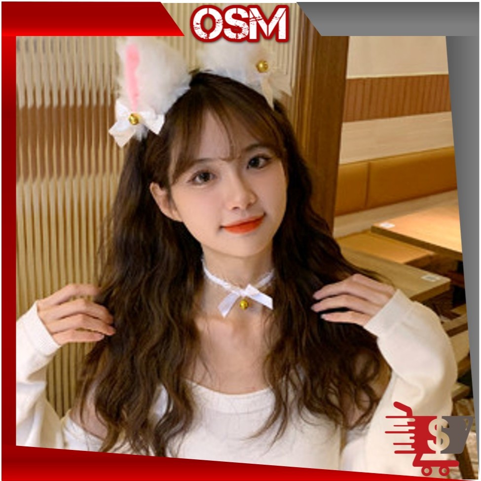 OSM - F5892 Bando Telinga Kucing Nekomimi / Bando Bell Kucing Cosplay / Bando Kucing Wanita / Cospla