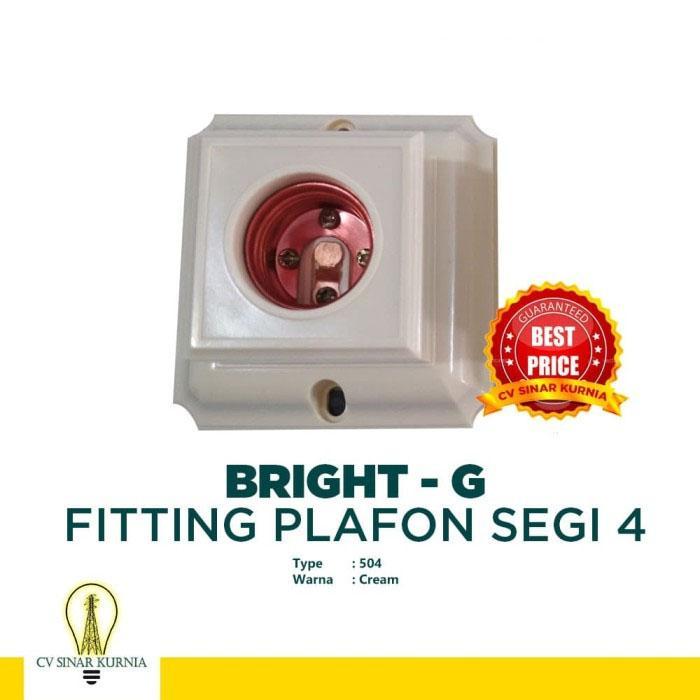 Fitting Plafon Segi 4 fitting lampu Merk Bright G DEXTA HSC 504 Warna Cream
