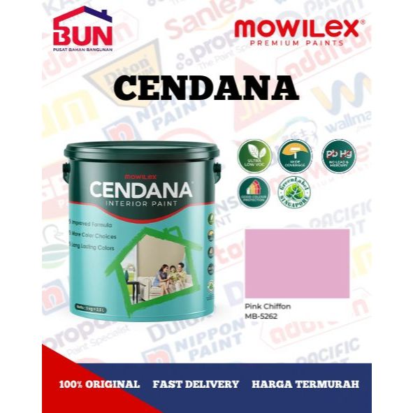 Mowilex Cendana Interior Paint Cat Tembok 5 Kg - PINK CHIFFON (TINTING)