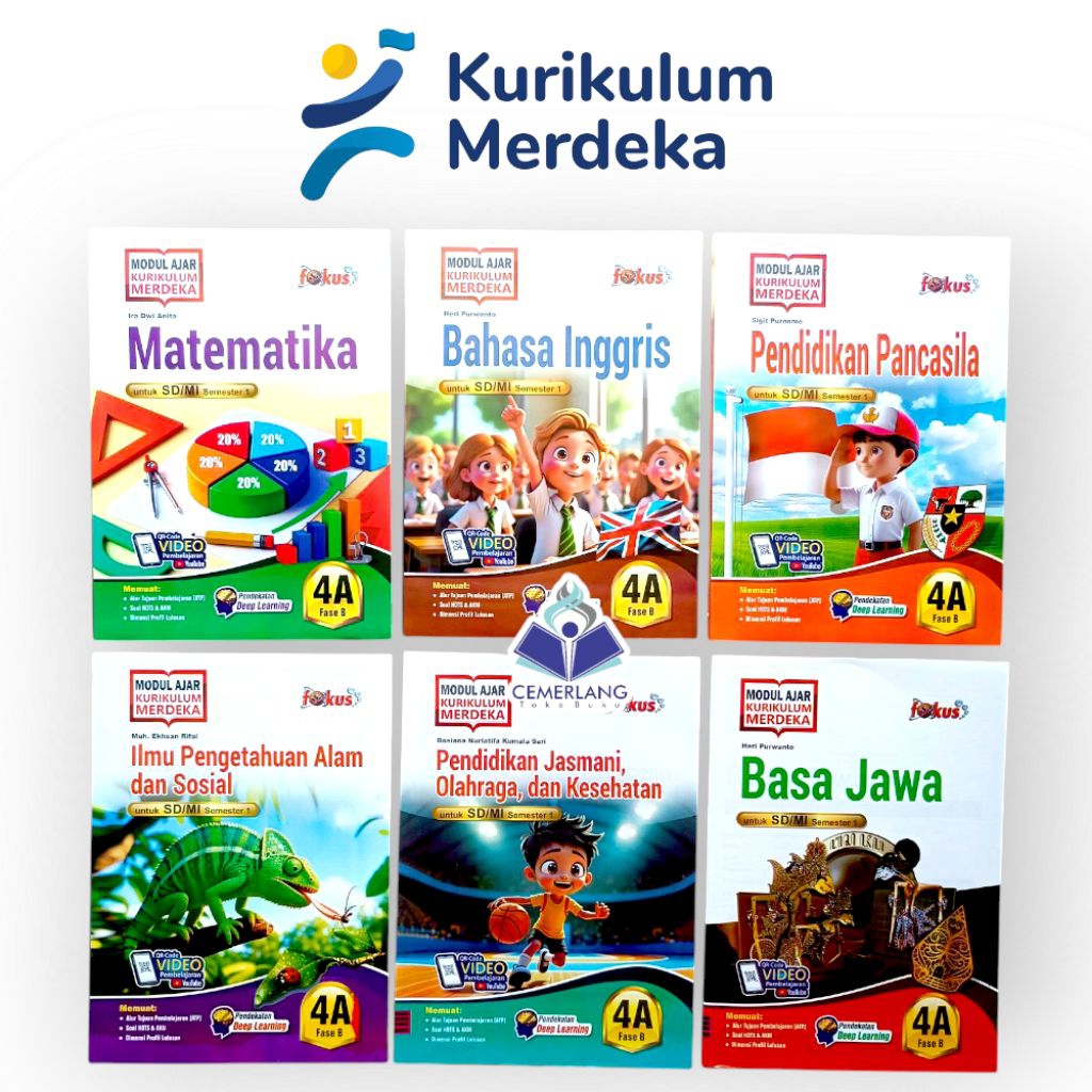 LKS FOKUS KELAS 4 SD KURIKULUM MERDEKA SEMESTER 1 DAN 2 MATEMATIKA IPAS PPKN BAHASA INDONESIA INGGRI