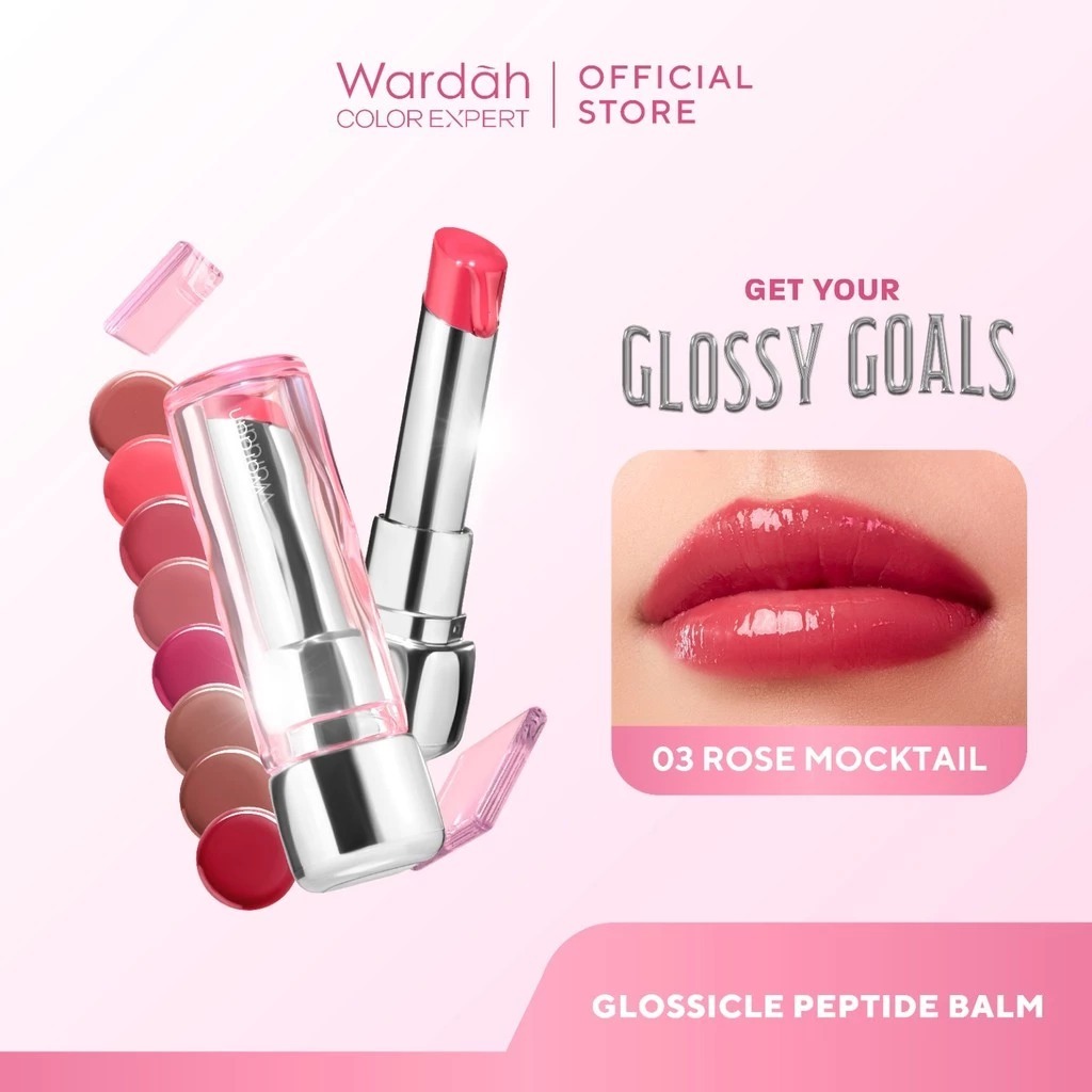 NEW! WARDAH Glossicle Peptide Balm | Tinted Lip Balm Wardah Baru | Lip Balm Glossicle Wardah | 100% 
