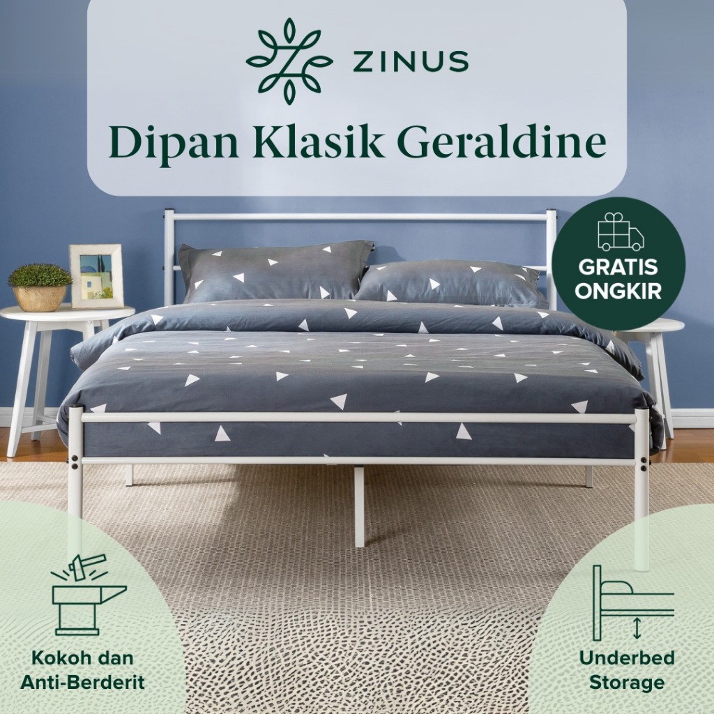 Dipan Tempat Tidur Sandaran Zinus Geraldin Ranjang Besi Divan Kasur Bed In a Box