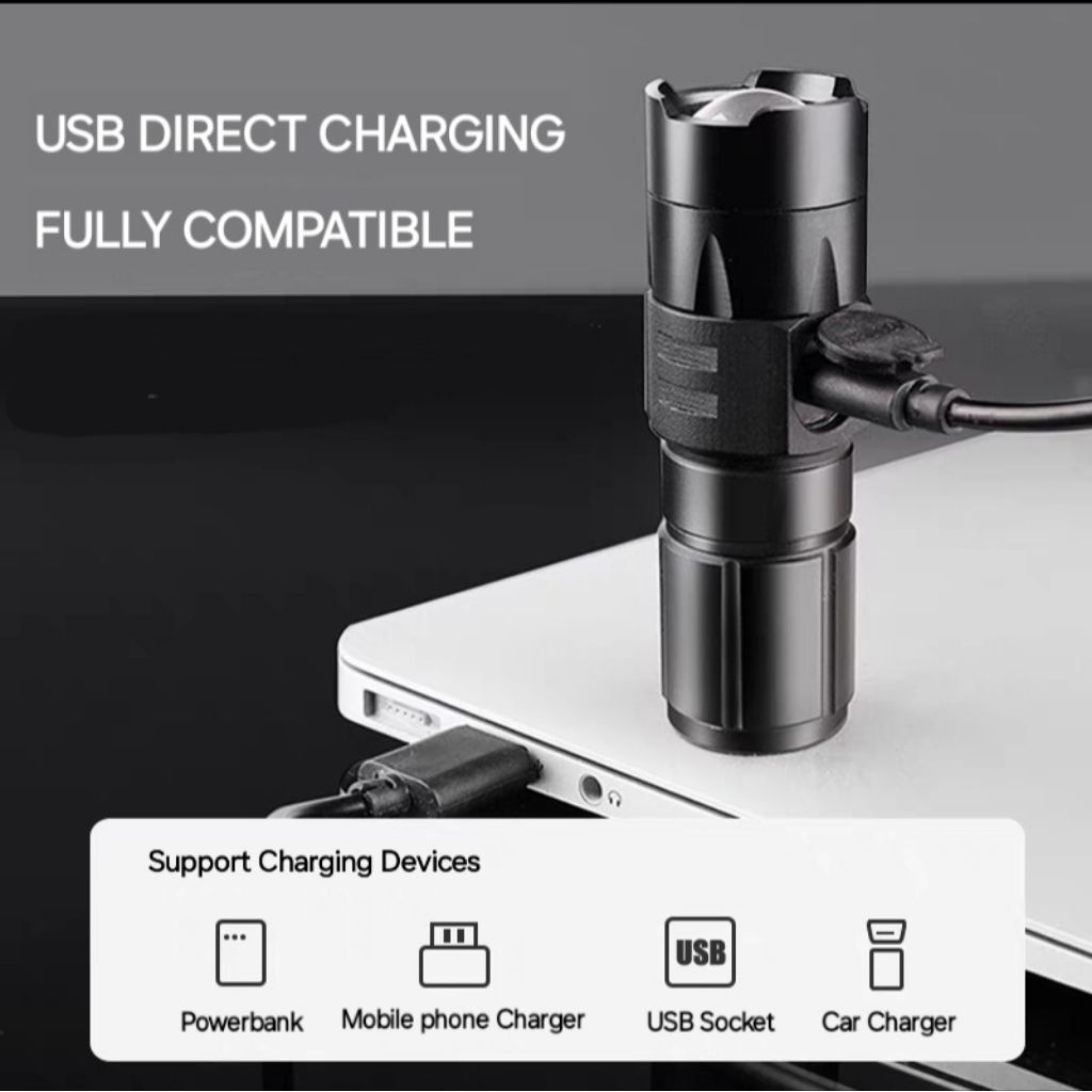 ShuoSen Mini Small Laser Cannon Flashlight || Senter Super Terang Mode Fokus dan Lebar Kecil