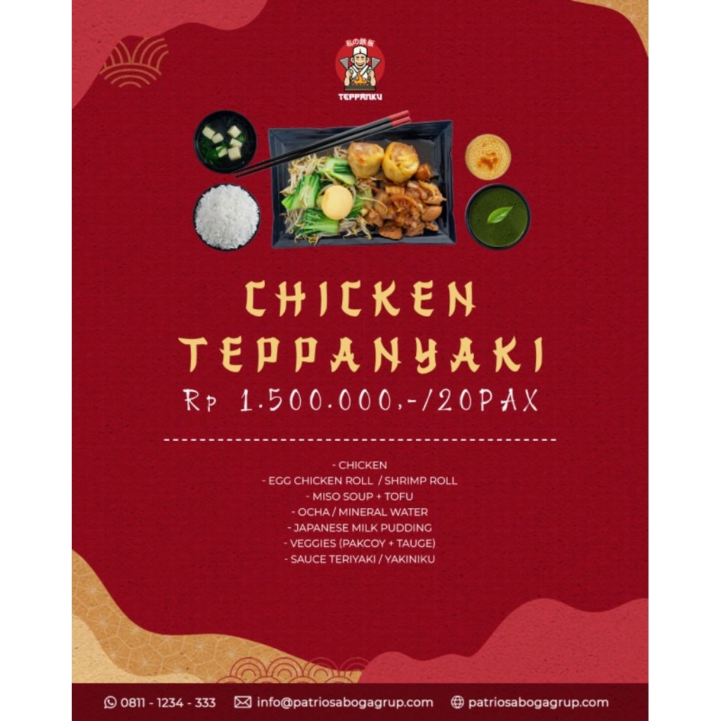 

Paket Chicken Teppanyaki 20 Pax by Teppanku