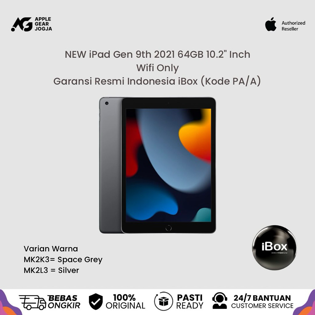 (iBox) iPad Gen 9 10.2” Inch 64GB Wifi Only Garansi Resmi Indonesia