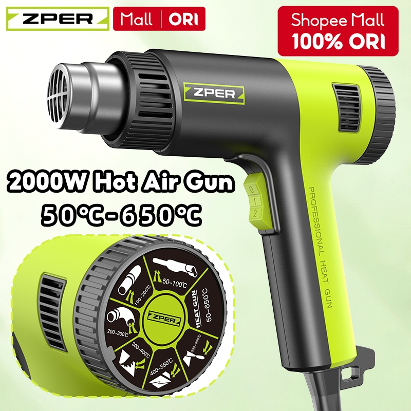 ZPER 2000W Hot Air Gun 220V Hotgun Pemanas Heatgun Alat Pemanas Plastik Sticker Hot Gun Blower