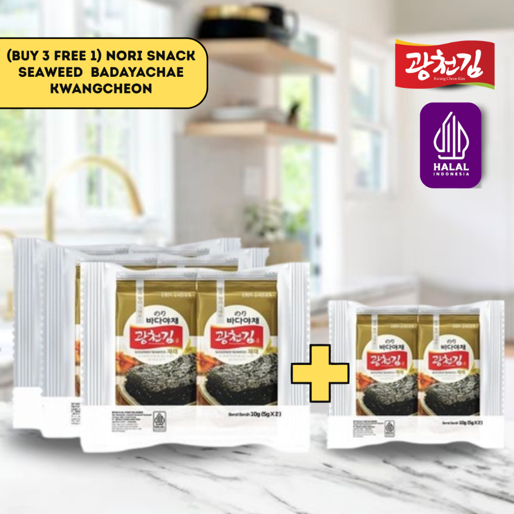 

(BUY 3 FREE 1) Nori Snack Seaweed Rumput Laut Badayachae Kwangcheon