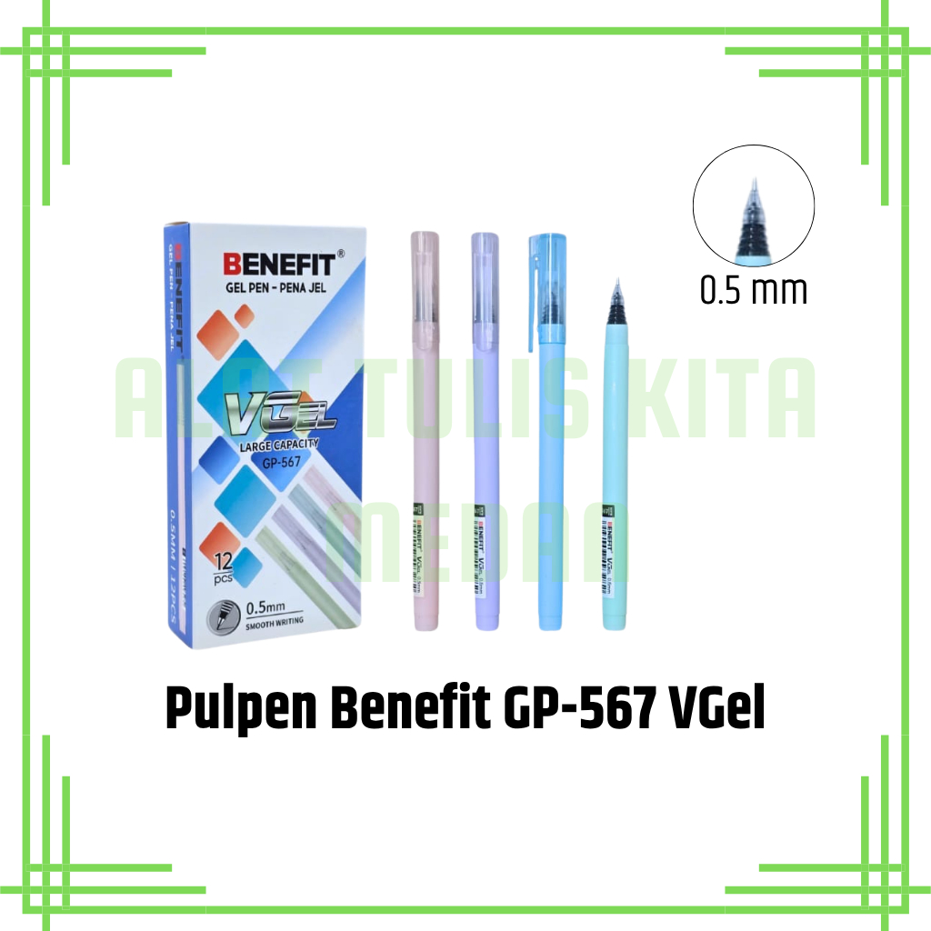 

(1 Kotak) Pulpen Benefit GP-567 VGel / Gel Pen 0.5mm Benefit GP-567 VGel