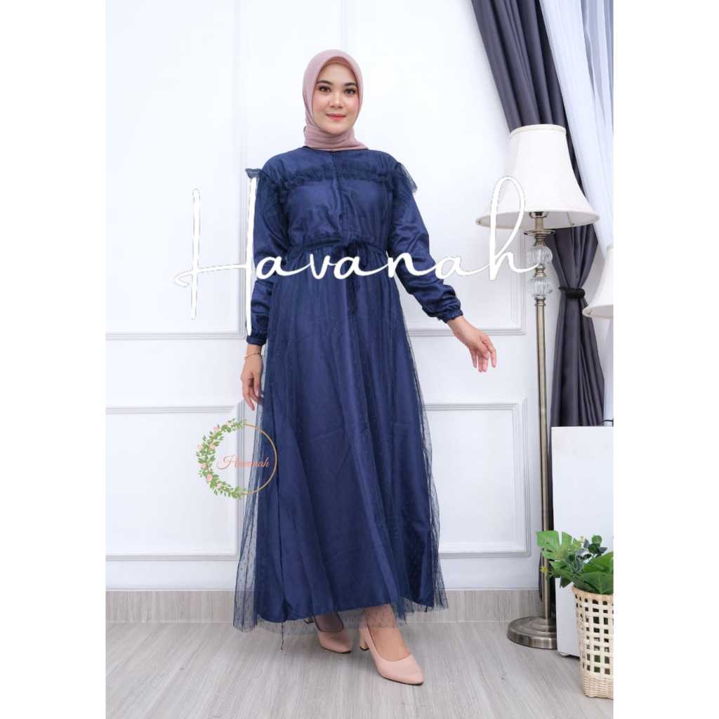 Gamis Tile Pesta Kondangan Kekinian Dress Remaja Elegan Gamis Wisuda Tille Layer 2 in Ruffle Tutu Po