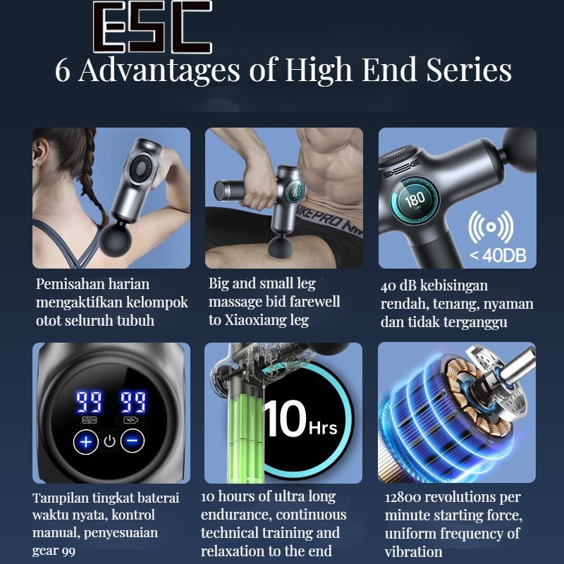 Konka Alat pijat elektrik Massage Gun 8 in1 Deep Tissue Muscle Therapy Electric Massage Tools