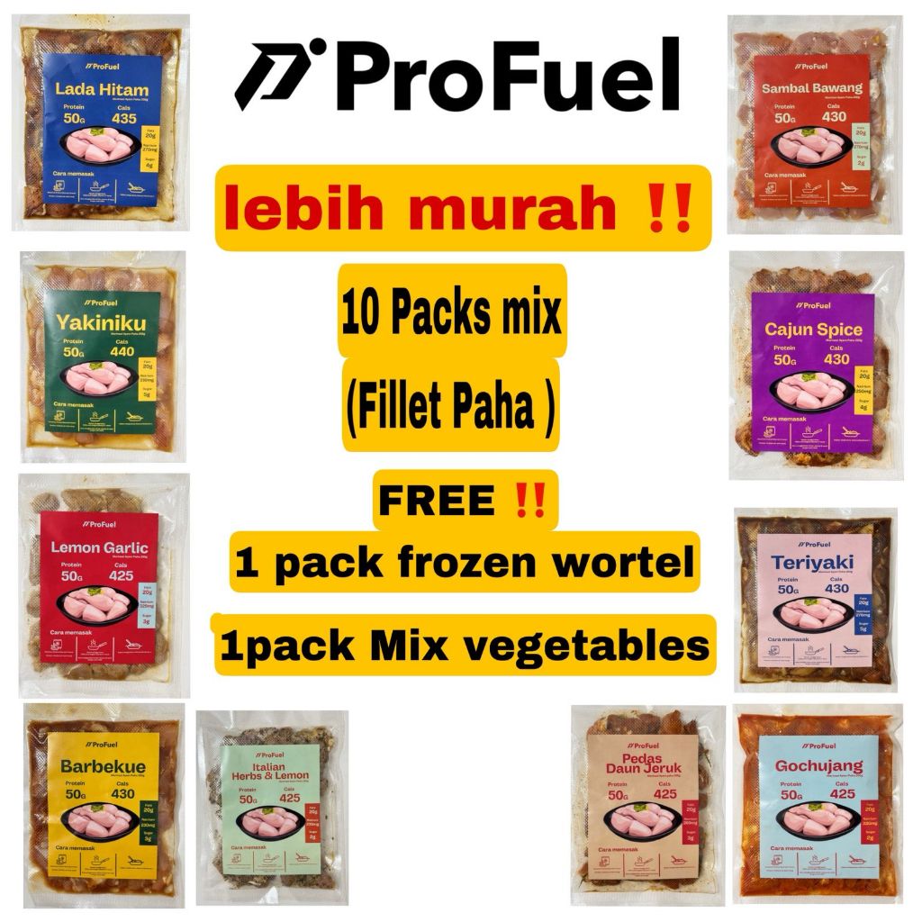 

ProFuel ayam paha marinasi 10x200gram bonus 2 sayur- praktis siap masak tinggi protein- diet sehat