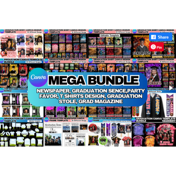 Graduation Mega Bundle Canva Template - Canva | Template | Frame | Bundle