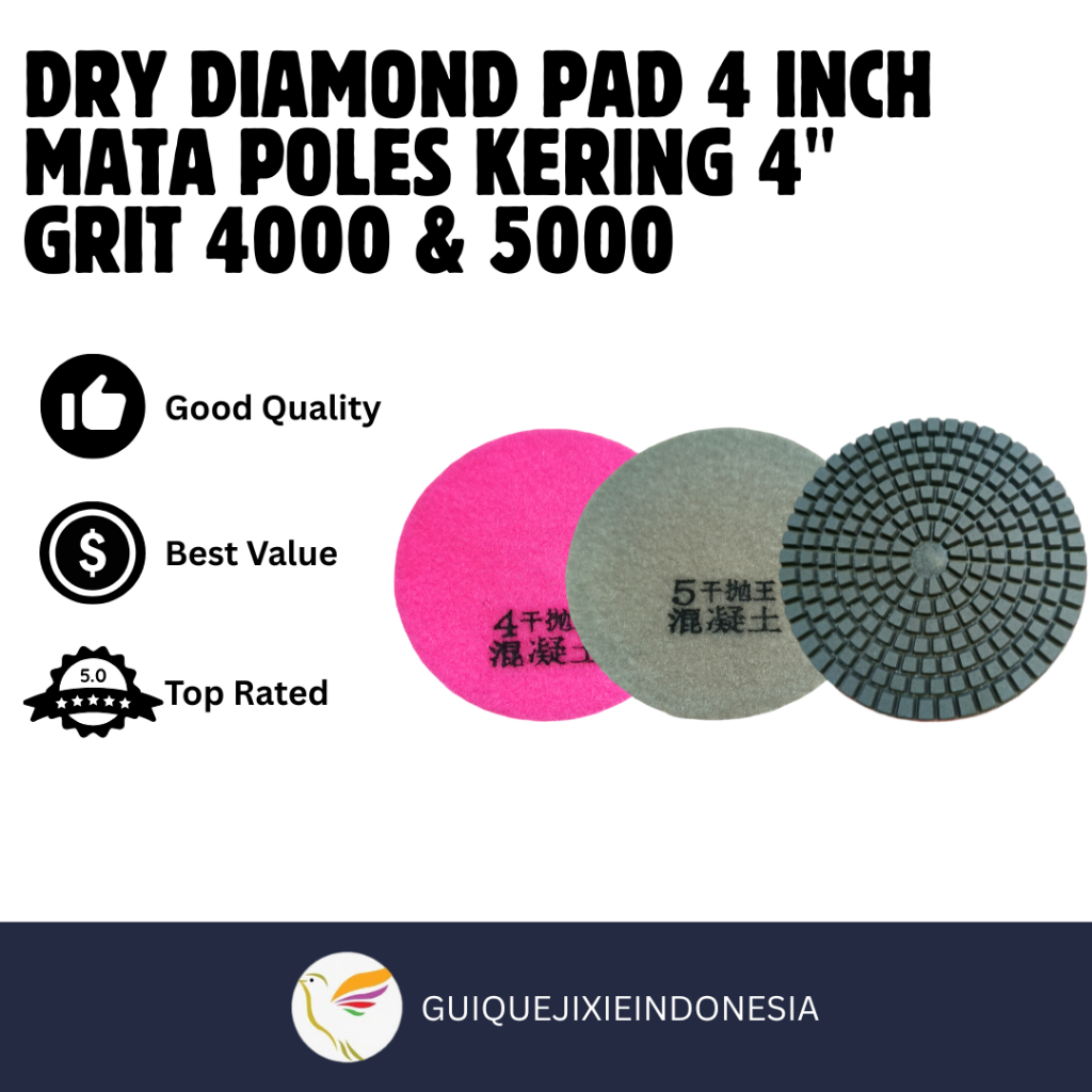 Dry Diamond Pad / Mata Poles Kering untuk Lantai Marmer Granit Teraso Grit 4000 & 5000 4" inch