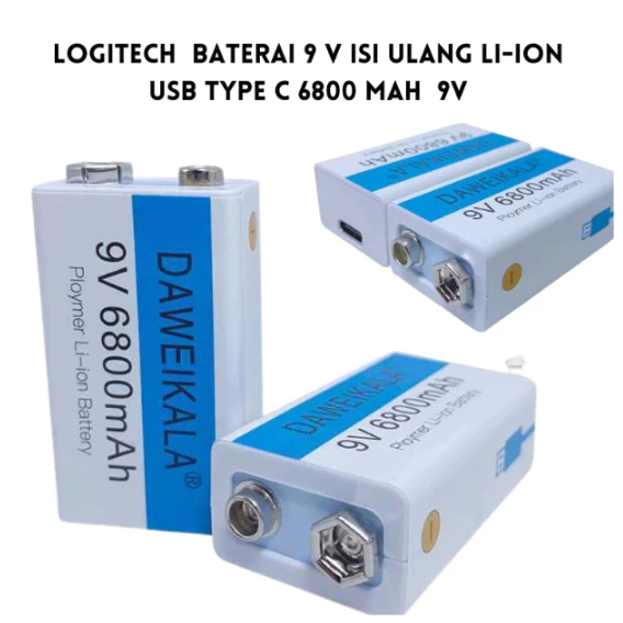 Banana Sport Baterai 9V Rechargeable Usb Type-C 6800 Mah 9V Baterai 9V Rechargeable Volt Bisa Dicas